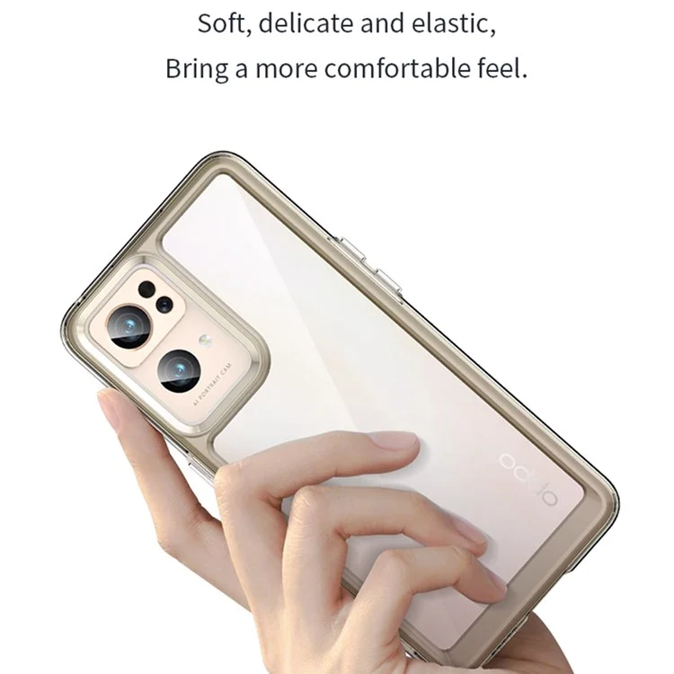 Чехол для телефона Oppo Reno7 Pro 5G, сделанный из TPU и прозрачного акрила, устойчивый к царапинам, со встроенными независимыми кнопками - прозрачно-синий