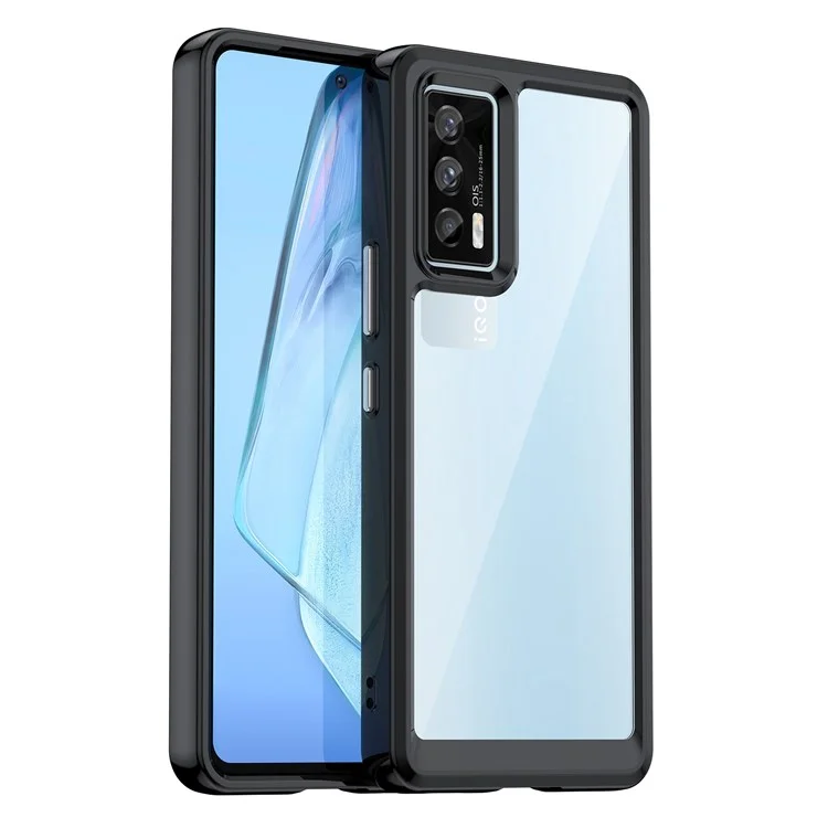 Für Vivo Iqoo 7 (indien) 5g/iqoo Neo5 Wear-resistente Anti-drop-transparent-back Case Hybrid Acryl + Tpu-mobiltelefonabdeckung Mit Unabhängigen Tasten - Schwarz