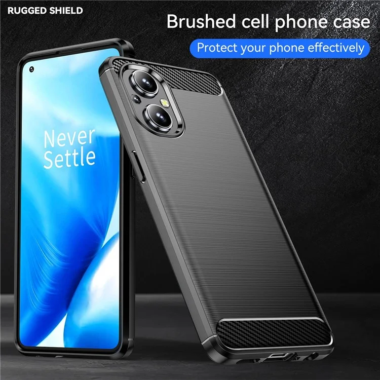 Für Oppo F21 Pro 5G Carbonfaser Textur-bestandsresistant Drop-proof-bürstelefonhülle Weiche Tpu-handy Shell - Schwarz