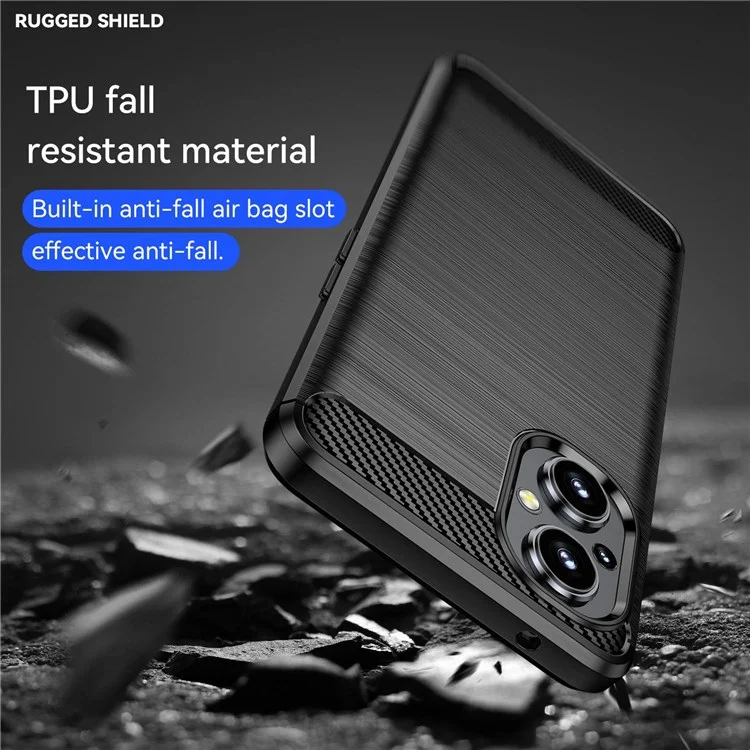 Für Oppo F21 Pro 5G Carbonfaser Textur-bestandsresistant Drop-proof-bürstelefonhülle Weiche Tpu-handy Shell - Schwarz