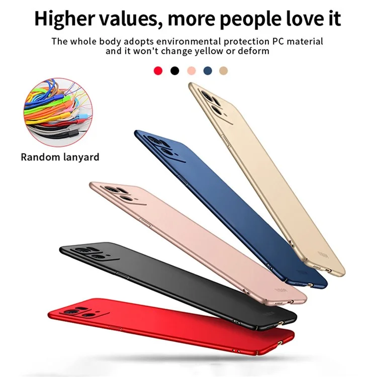 MOFI JK PC ​​series-1 Shield Pour Oppo Reno7 Pro 5G Silky Touch Matte Hard PC Back Backproofroproprow Drop Protective Téléphone Avec Sangle - le Noir