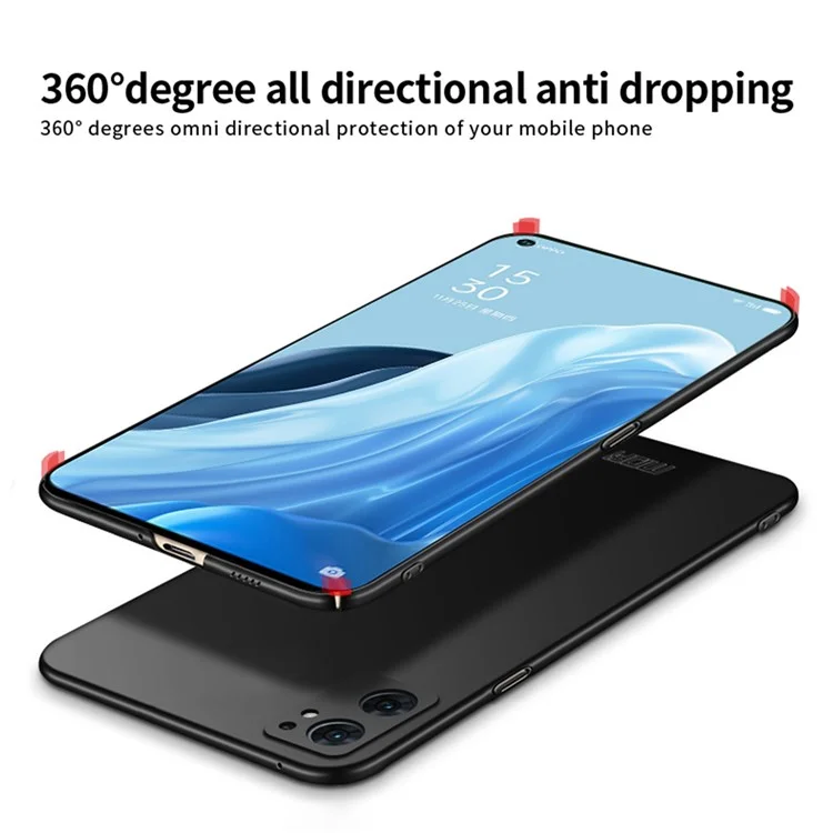 MOFI JK PC ​​series-1 Shield Pour Oppo Reno7 SE 5G Téléphone Matte Finition Hard PC Shock Absorption Couvercle Avec Sangle - le Noir