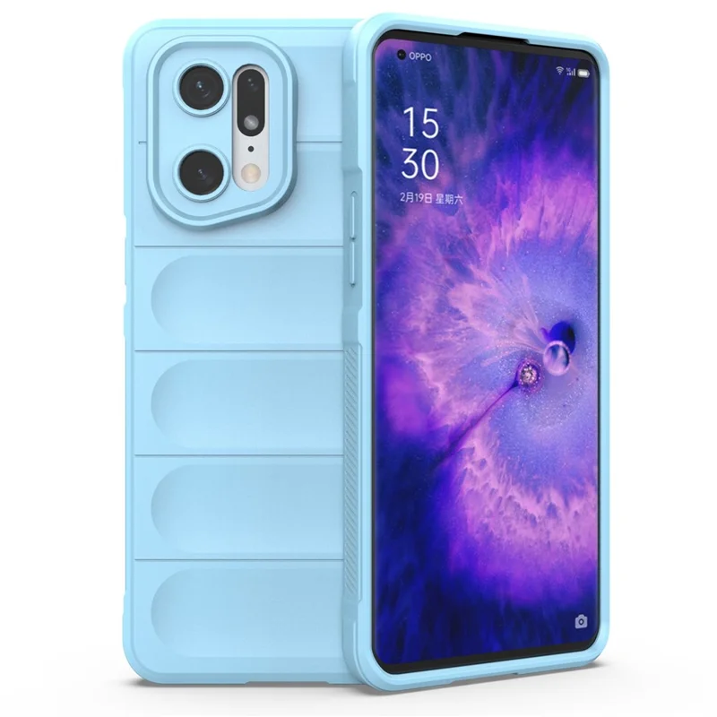 For Oppo Find X5 Pro Precise Cutout Durable Soft TPU Anti-slip Edge Phone Protector Rugged Back Case - Baby Blue