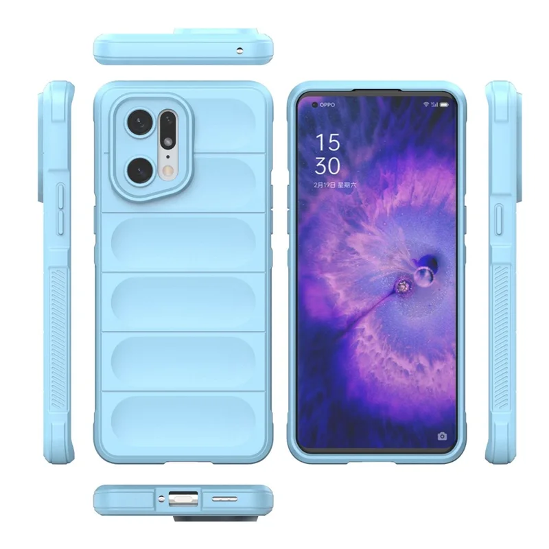 For Oppo Find X5 Pro Precise Cutout Durable Soft TPU Anti-slip Edge Phone Protector Rugged Back Case - Baby Blue
