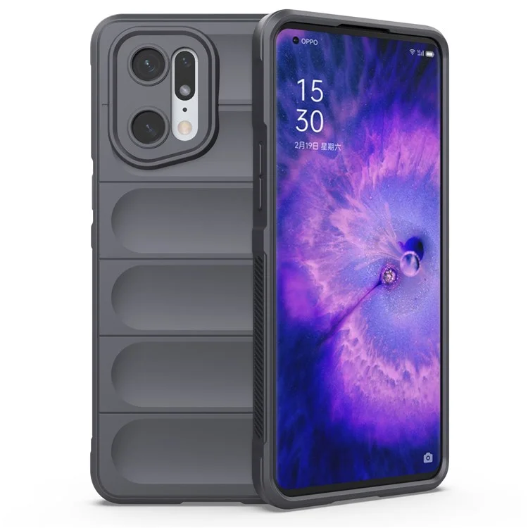 Per Oppo Find X5 Pro Taglio preciso Custodia posteriore per telefono resistente in TPU morbido antiscivolo Rugged - Grigio scuro