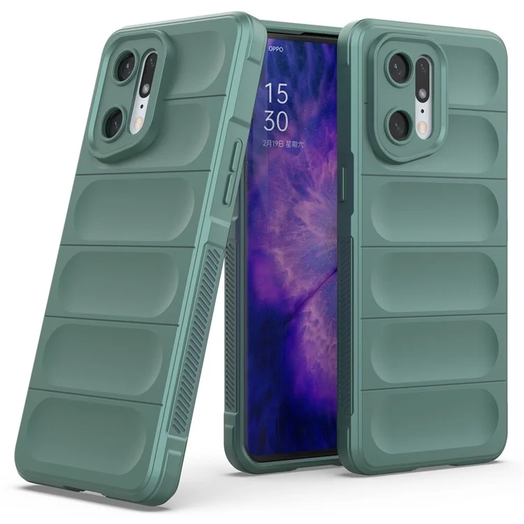 Per Oppo Find X5 Pro Taglio preciso Custodia posteriore per telefono resistente in TPU morbido antiscivolo Rugged - Grigio scuro