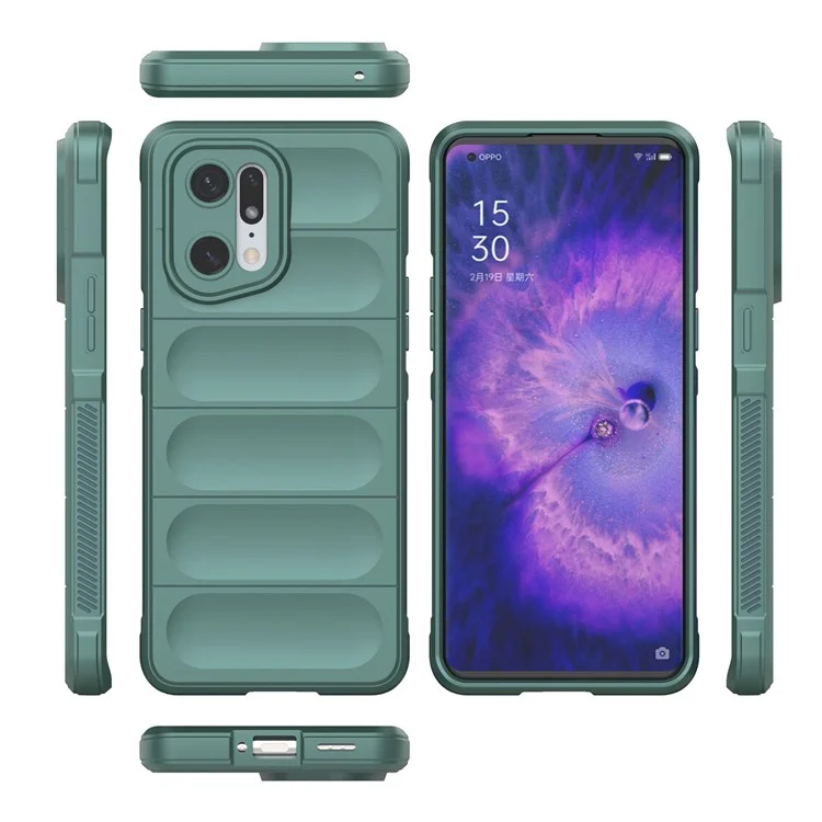 Per Oppo Find X5 Pro Taglio preciso Custodia posteriore per telefono resistente in TPU morbido antiscivolo Rugged - Grigio scuro