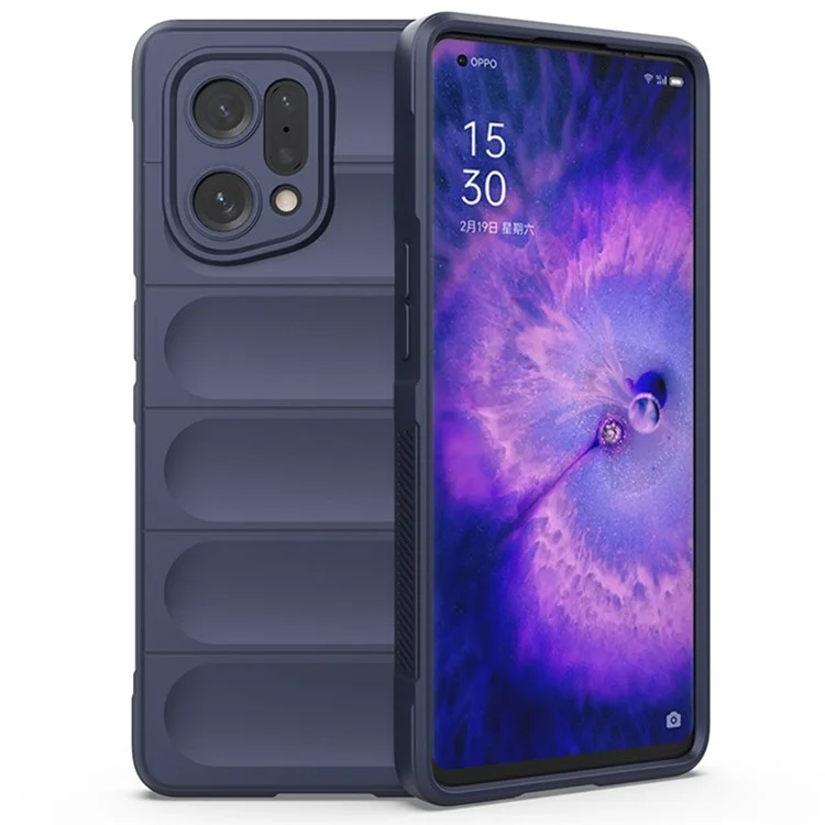 Für Oppo Find X5 Stoßfest Flexibles Weiches TPU Rutschfeste Kante Handyhülle Robuste Rückseite - Dunkelblau