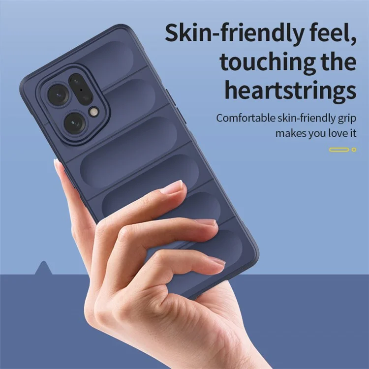 Für Oppo Find X5 Stoßfest Flexibles Weiches TPU Rutschfeste Kante Handyhülle Robuste Rückseite - Dunkelblau