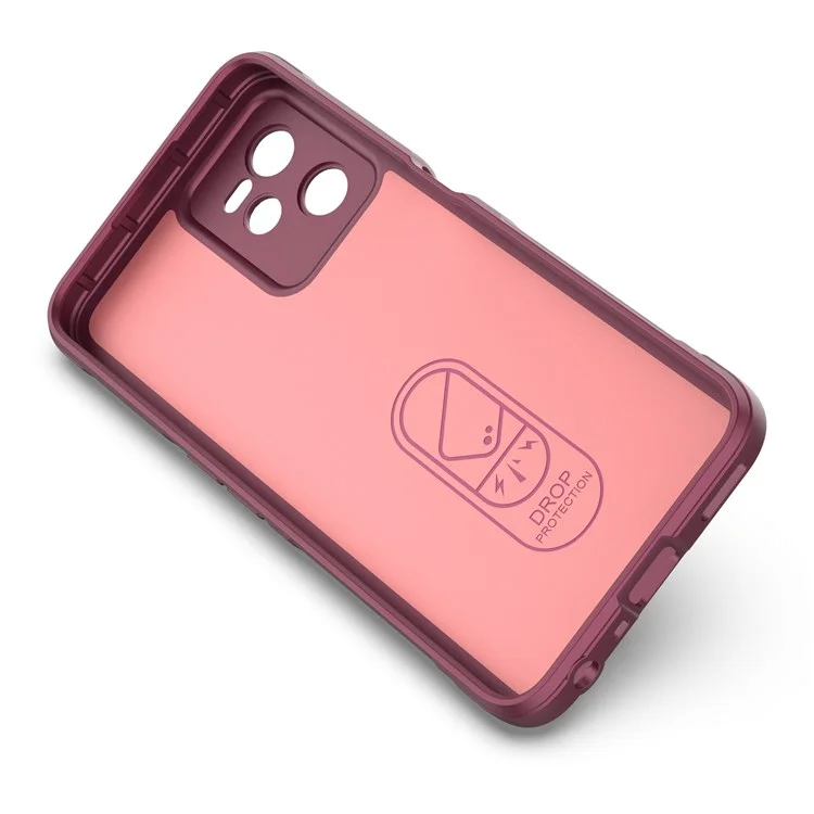 Pour Realme C35 us Qui Résistant à L'usure Anti-drop Soft TPU Anti Slip Edge Téléphone Couvre Rugged Back - Vin Rouge