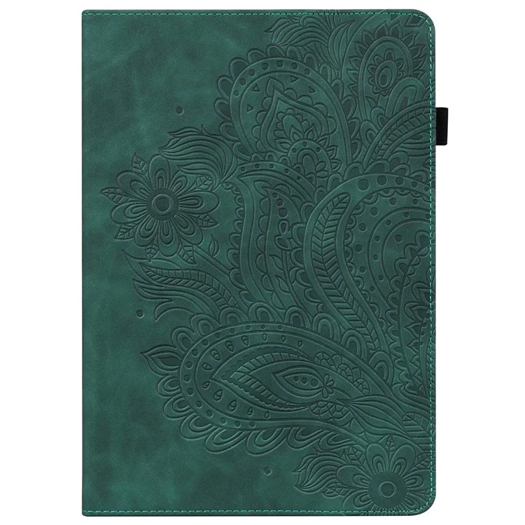 Imprimindo Capa de Couro de Flor Para Realme Pad Mini, Proteção Automática de Proteção Automática/tampa do Tablet do Sono Com Suporte de Cartão - Verde