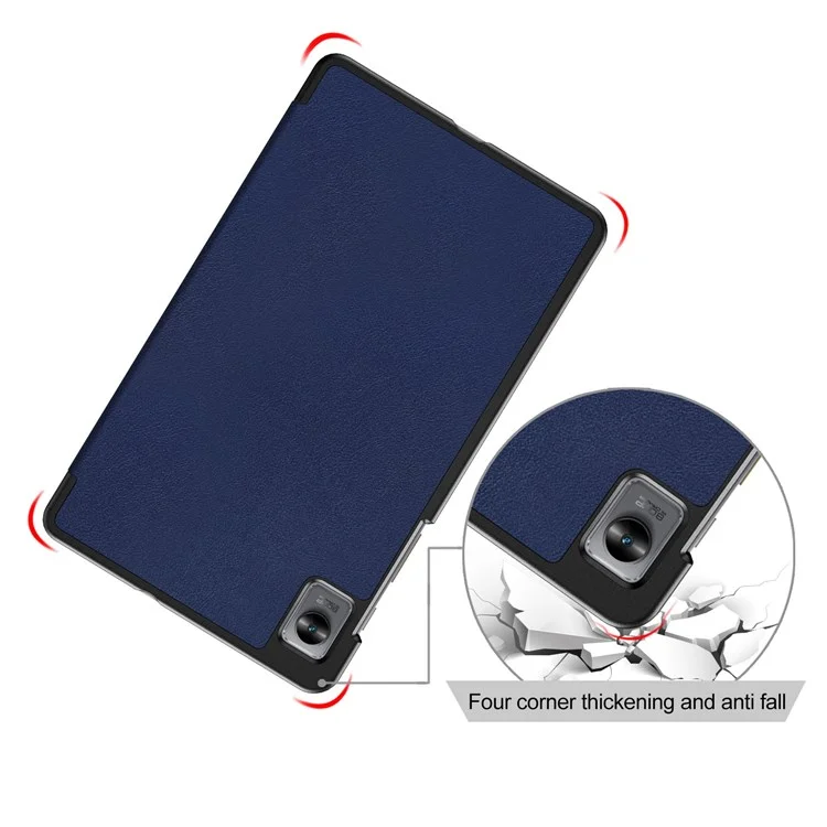 Tablet Covering Shell for Realme Pad Mini PC+PU Leather Trifold Stand Cover Well-protected Flip Tablet Case - Blue