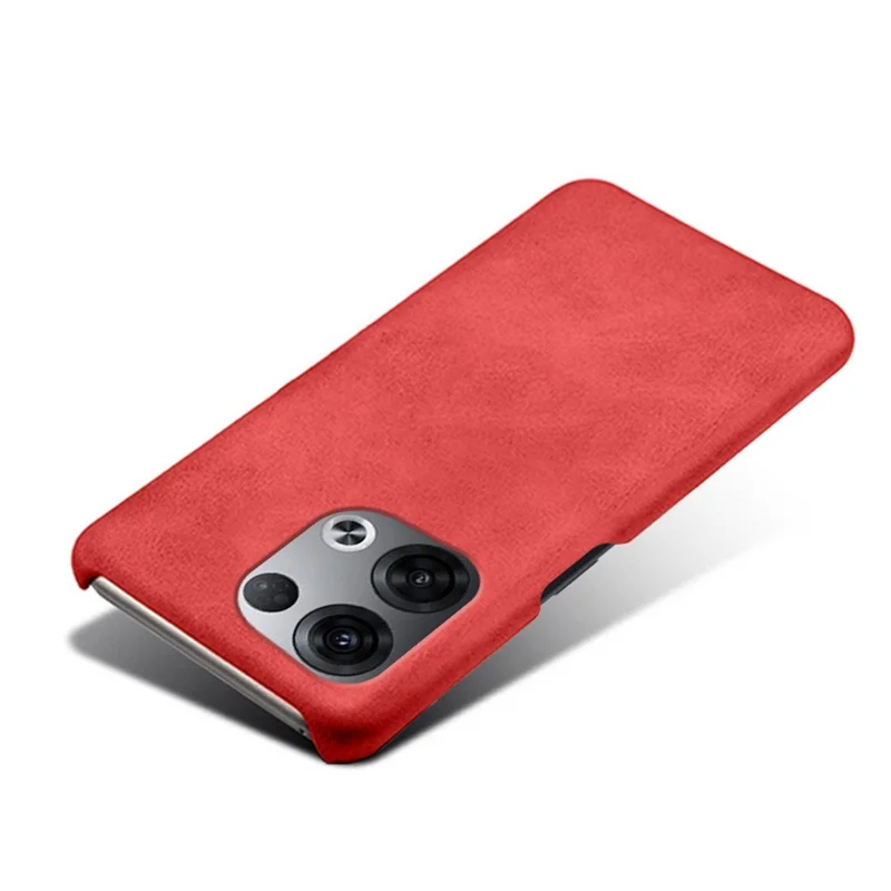For Oppo Reno8 5G / Reno8 5G (Global Version) Phone Cover Scratch-resistant Textured PU Leather Coated PC Phone Case - Red