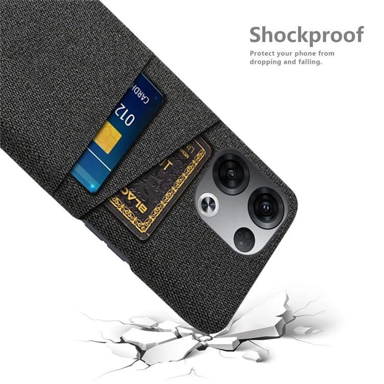 Para Oppo Reno8 5G Texture Multifunción Multifunción Ranuras De Tarjetas Duales Case Cadena De Celos + PC Teléfono Tapa Trasera - Negro