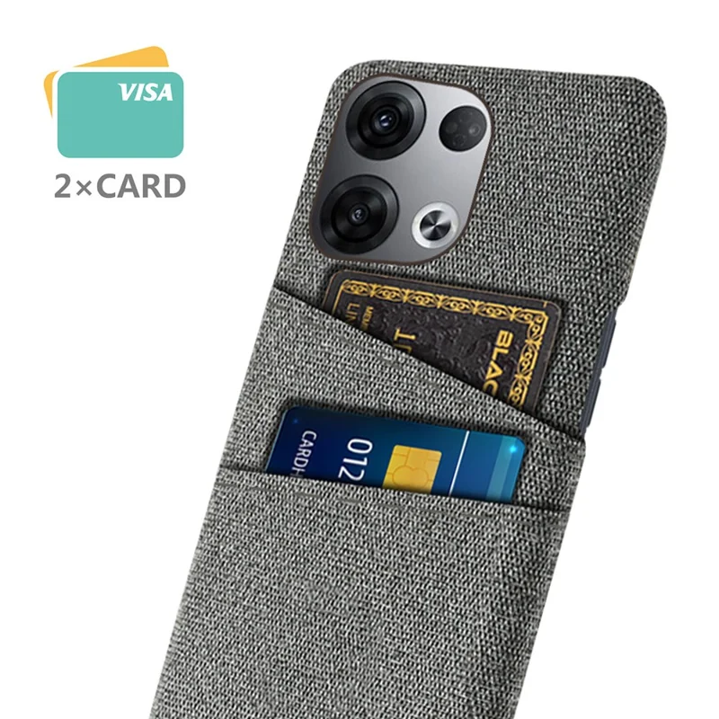 For Oppo Reno8 5G / Reno8 5G (Global Version) Cloth Texture Multifunction Dual Card Slots Cell Phone Case Cloth + PC Phone Back Cover - Grey