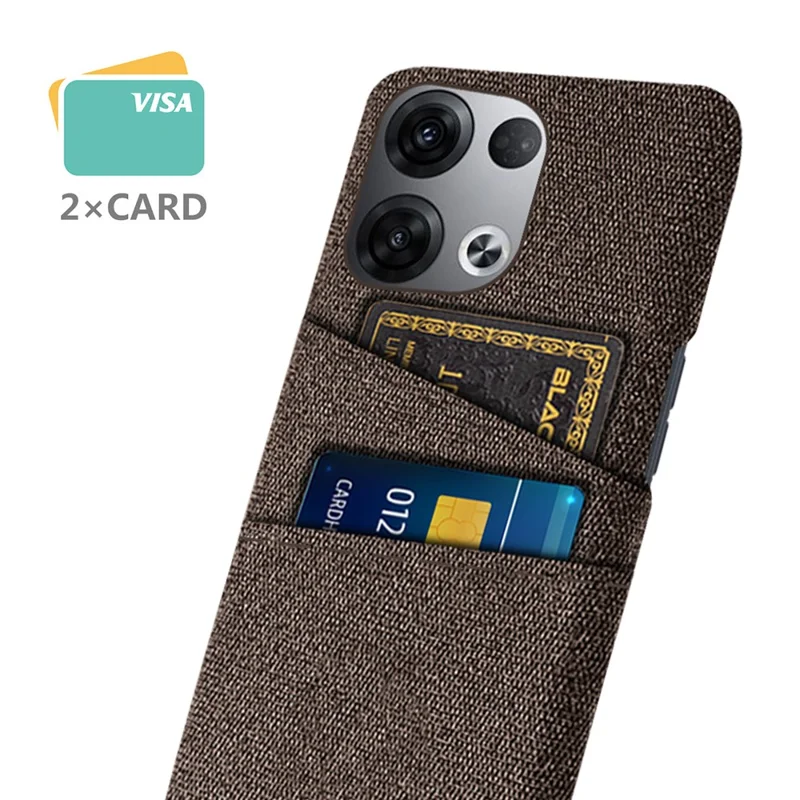 For Oppo Reno8 5G / Reno8 5G (Global Version) Cloth Texture Multifunction Dual Card Slots Cell Phone Case Cloth + PC Phone Back Cover - Brown