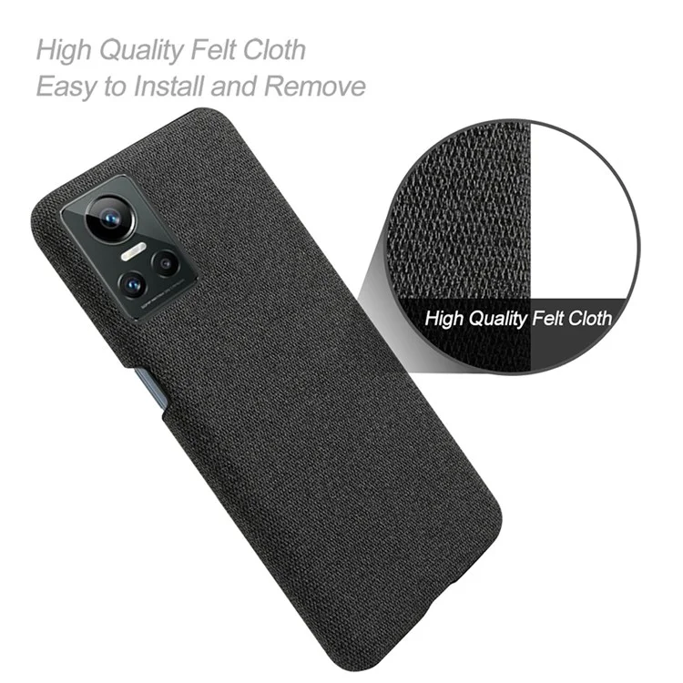 Pour Oppo Reno7 4G Texture de Texture Texture Téléphone Couleur Solide PC Dur + Couverture de Protection en Tissu - le Noir