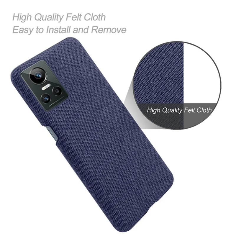 For Oppo Reno7 4G Cloth Texture Phone Case Solid Color Hard PC + Cloth Protective Cover - Blue
