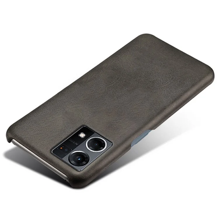 Pour Oppo Reno7 Anti-fall Telephone Cover Usur-résistant Texturé en Cuir PU Revêtu de Téléphone Mobile PC Revêtu - Gris
