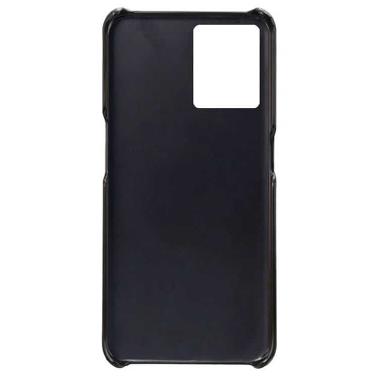 Pour Oppo Reno7 4G Étui de téléphone polyvalent avec deux fentes pour cartes Protecteur de téléphone Revêtement en cuir PU Couvercle en PC dur - Noir