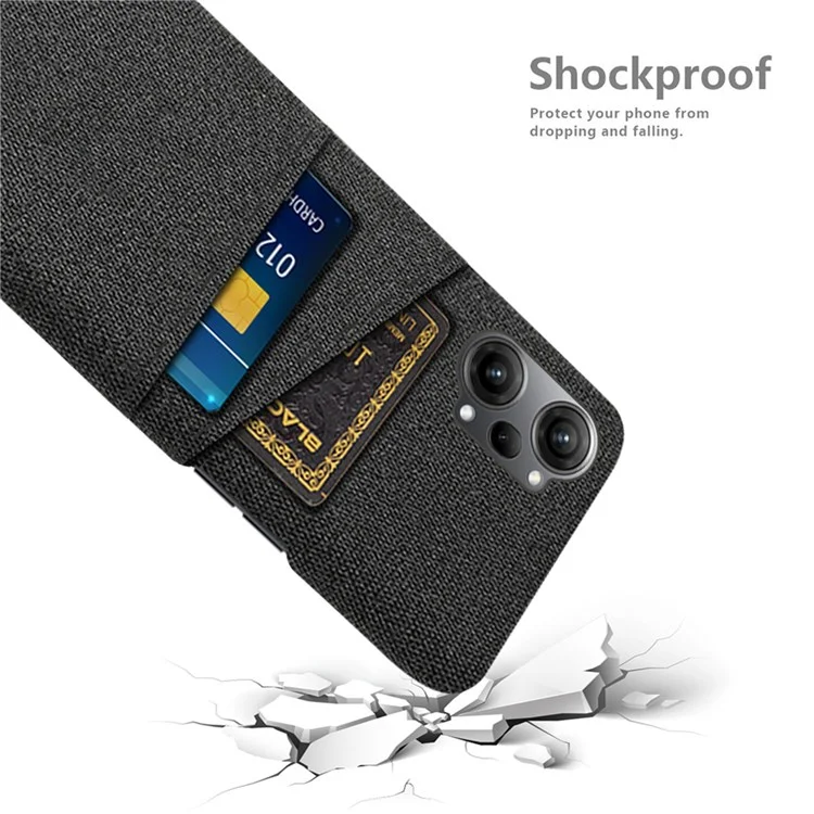 Para Oppo K10 Pro 5G Dual Card Slots Cloth + PC Back Case Texture Protective Telephip Cover - Negro