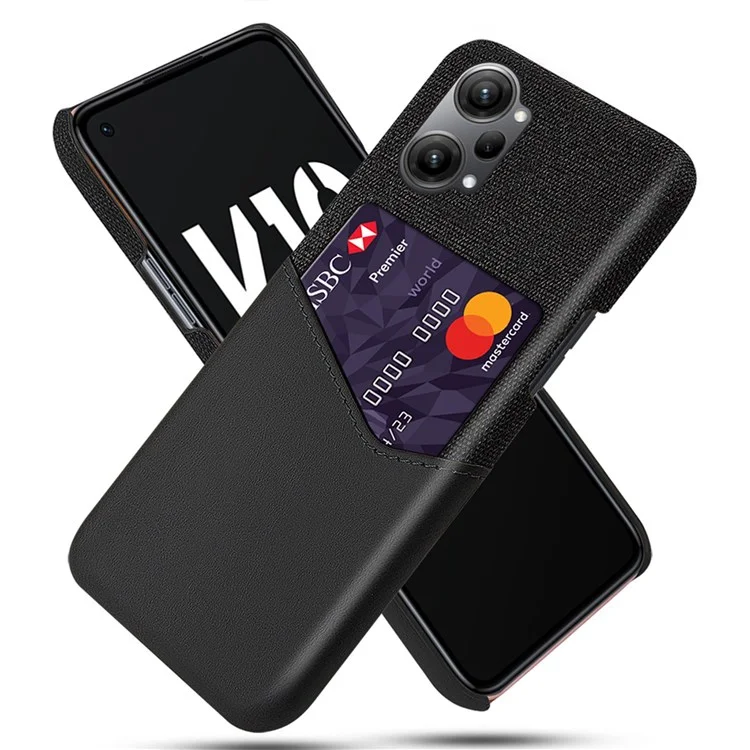 Für Oppo K10 Pro 5G Stoff Texturkartenhalter Phone Hülle PU -leder -pc -schutzabdeckung - Schwarz