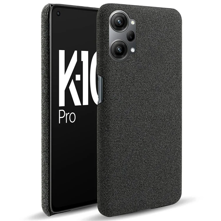 Für Oppo K10 Pro 5G Anti-staub-mobiltelefon-hülle Shell Solid Color Hard Pc+stoff Telefonabdeckung - Schwarz