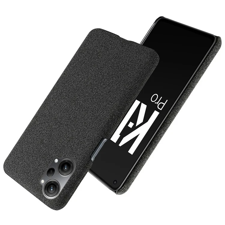 Für Oppo K10 Pro 5G Anti-staub-mobiltelefon-hülle Shell Solid Color Hard Pc+stoff Telefonabdeckung - Schwarz
