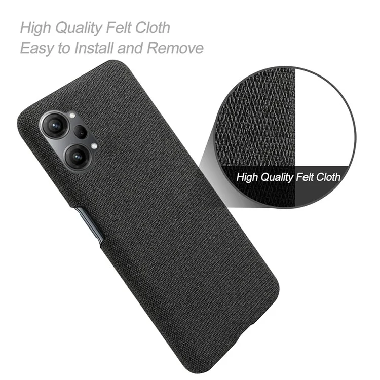 Für Oppo K10 Pro 5G Anti-staub-mobiltelefon-hülle Shell Solid Color Hard Pc+stoff Telefonabdeckung - Schwarz