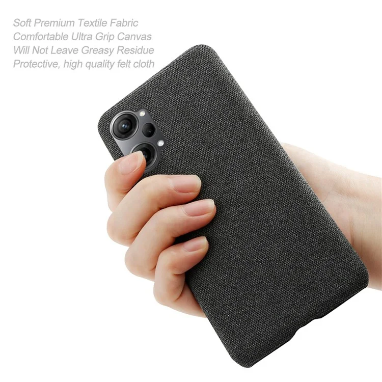 Für Oppo K10 Pro 5G Anti-staub-mobiltelefon-hülle Shell Solid Color Hard Pc+stoff Telefonabdeckung - Schwarz