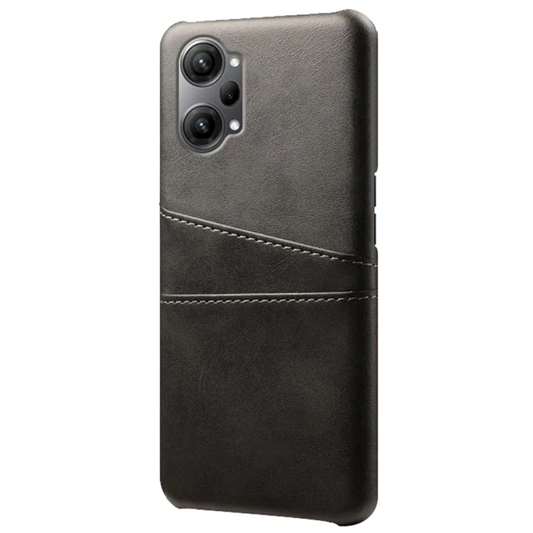 Für Oppo K10 Pro 5G Anti-fall-handy-hülle Dünnkarten-karten-back-hülle Pu-lederbeschichtete Hard-pc-abdeckung - Schwarz