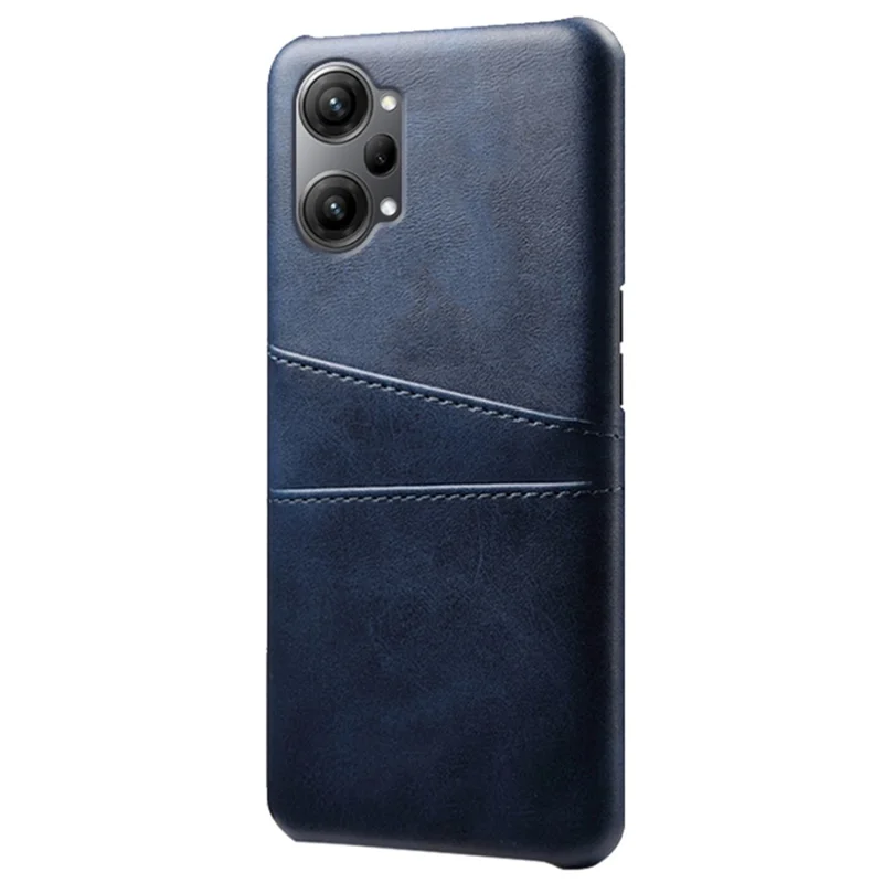 For Oppo K10 Pro 5G Anti-fall Phone Case Thin Card Slots Back Case PU Leather Coated Hard PC Cover - Blue