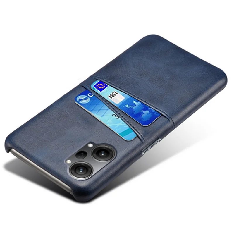 For Oppo K10 Pro 5G Anti-fall Phone Case Thin Card Slots Back Case PU Leather Coated Hard PC Cover - Blue