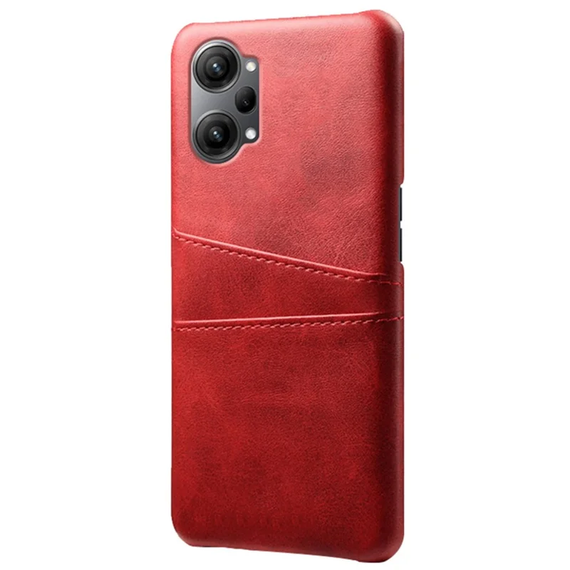 For Oppo K10 Pro 5G Anti-fall Phone Case Thin Card Slots Back Case PU Leather Coated Hard PC Cover - Red