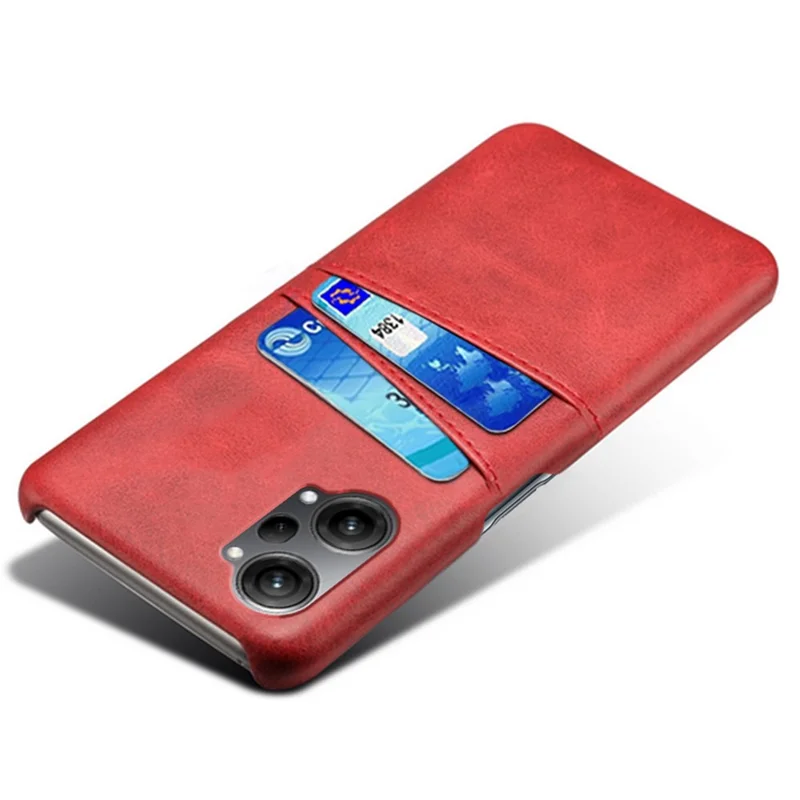 For Oppo K10 Pro 5G Anti-fall Phone Case Thin Card Slots Back Case PU Leather Coated Hard PC Cover - Red