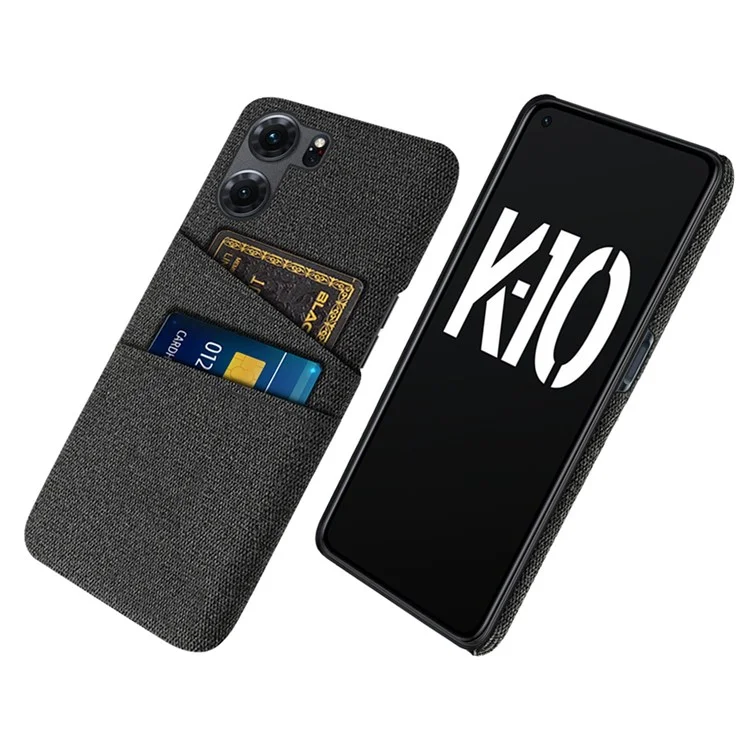 Für Oppo K10 5G (China) Stoff Texture Telefon Fall Anti-kratzer Dual-card-slots Stoff + Pc-handyabdeckung - Schwarz