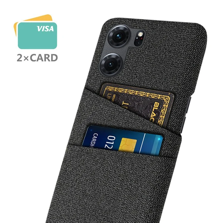 Für Oppo K10 5G (China) Stoff Texture Telefon Fall Anti-kratzer Dual-card-slots Stoff + Pc-handyabdeckung - Schwarz
