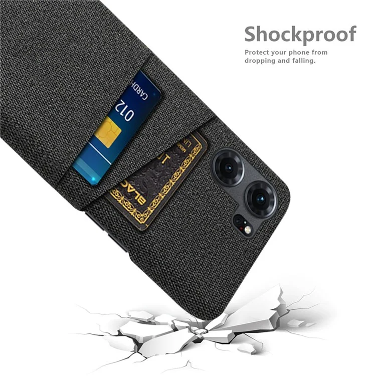 Für Oppo K10 5G (China) Stoff Texture Telefon Fall Anti-kratzer Dual-card-slots Stoff + Pc-handyabdeckung - Schwarz