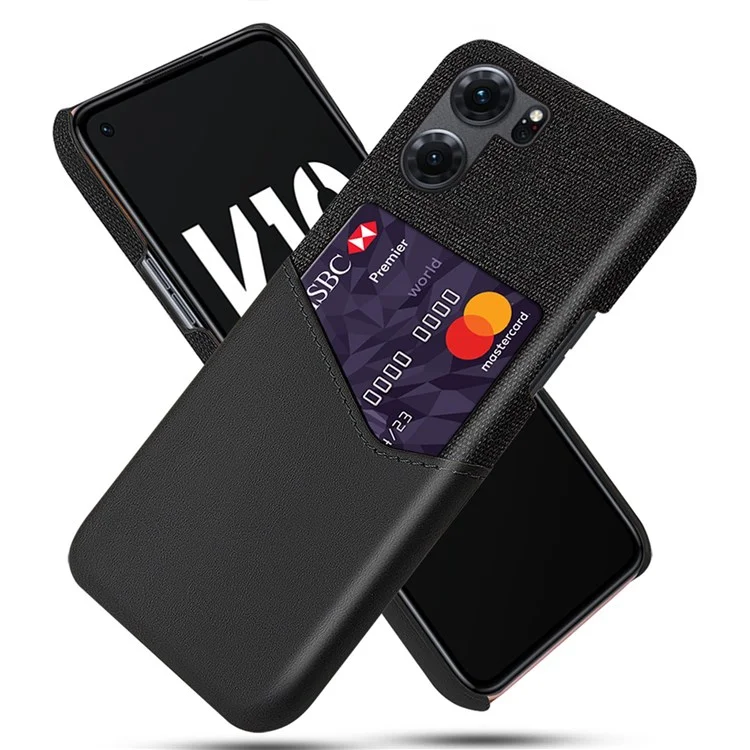 Für Oppo K10 5G (China) Anti-kratzer-stofftexturkarten-slot-telefonhülle Pu-leder-hard-pc-protektor - Schwarz