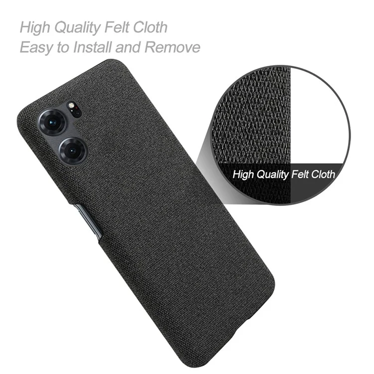 Para Oppo K10 5G (China) Anti-arranhão Capa do Celular Casa Shell Cor Solid Hard Pc+tampa de Telefone de Pano - Preto