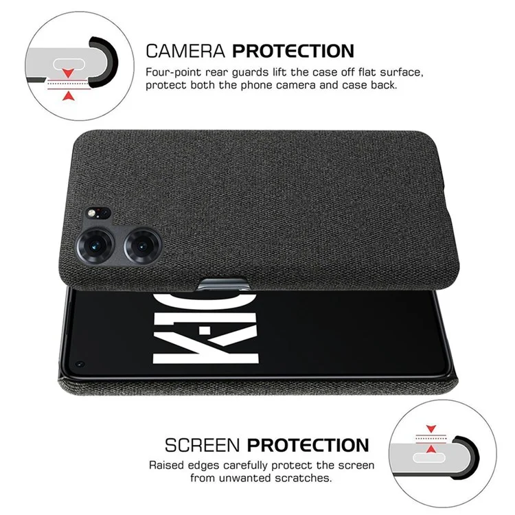 Para Oppo K10 5G (China) Anti-arranhão Capa do Celular Casa Shell Cor Solid Hard Pc+tampa de Telefone de Pano - Preto