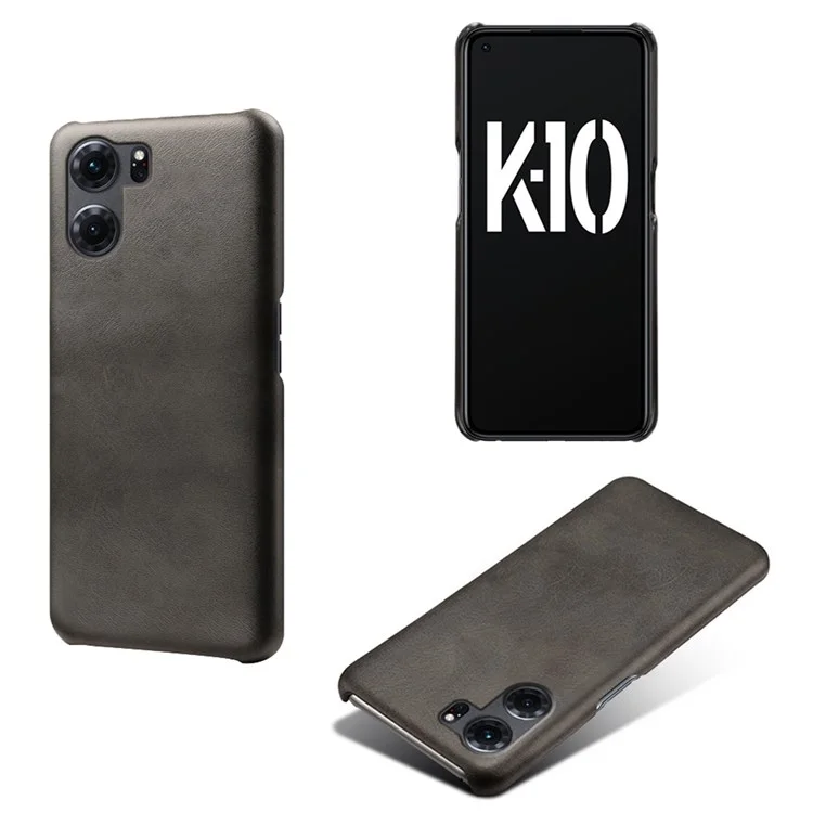Für Oppo K10 5G (China) Well Protection Phone Case Kratzfeste Strukturierte Strukturierte Pu-leder-pc-telefonabdeckung - Schwarz