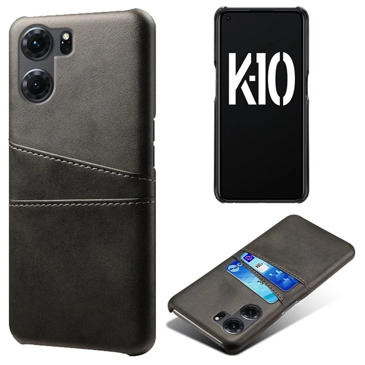 Anti-kratzer-telefongehäuse Für Oppo K10 5G (China), Dual-card-slots Pu-leder-hard-pc-abdeckung - Schwarz