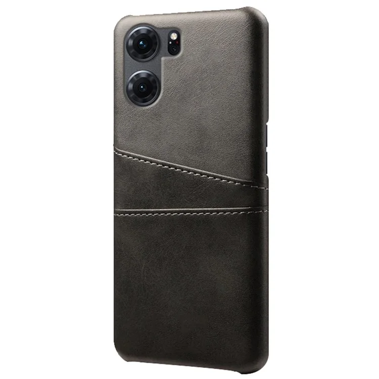 Anti-kratzer-telefongehäuse Für Oppo K10 5G (China), Dual-card-slots Pu-leder-hard-pc-abdeckung - Schwarz