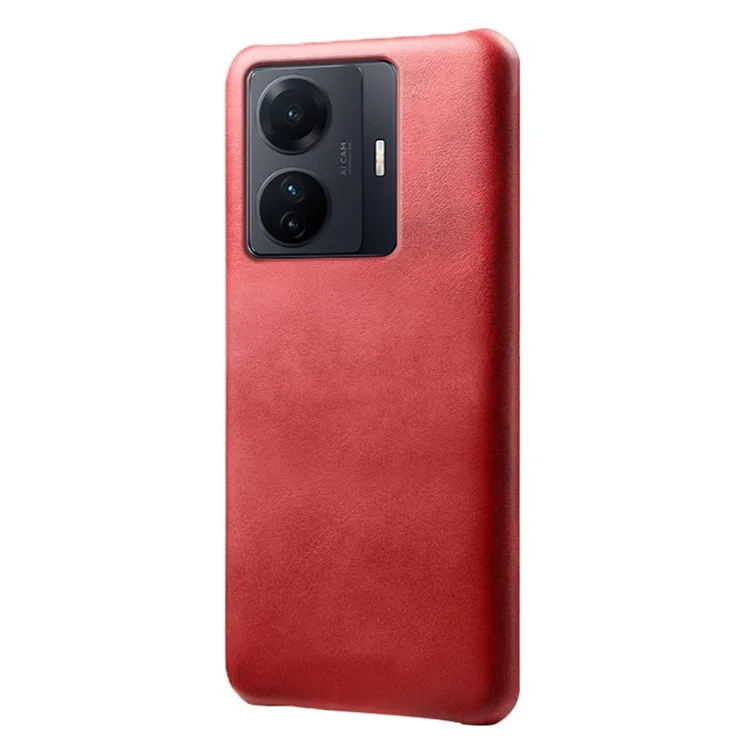 Para Vivo S15e 5G/T1 (Snapdragon 778G) 5g/iqoo Z6 Pro 5G Texturt PU Couroleta Comprela PC Hard Hard Capa Anti-rate - Vermelho