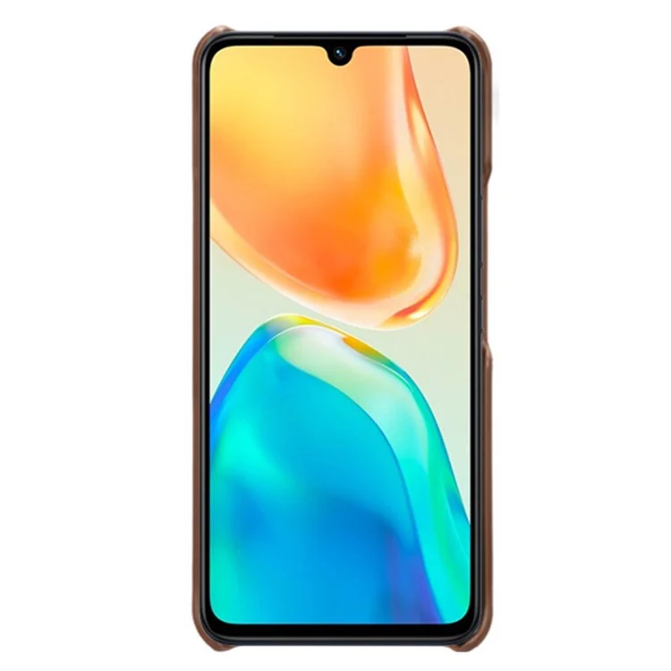 Para Vivo S15e 5G/T1 (Snapdragon 778G) 5g/iqoo Z6 Pro 5G Caso Celo Celo Casa de Protenção do Carto Dulo Carto Cato de Cato PU Comprela PC Doa - Castanho