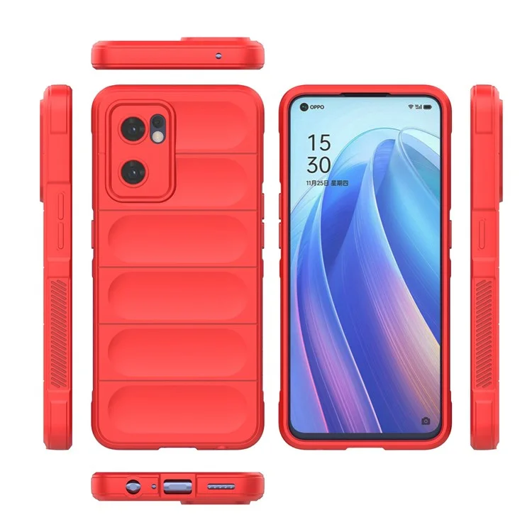 Soft TPU Back Cover for Oppo Reno7 5G (Global) Well-protected Anti-drop Rugged Phone Case - Red