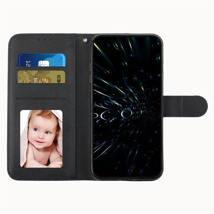 Для Oppo Reno7/F21 Pro 4G Shock -reseact Flip Case Stitching Кожаная Защитная Магнитная Магнитная Чехла Для Магнитного Чехла на Фолио с Ремешком с Ремешком - Черный