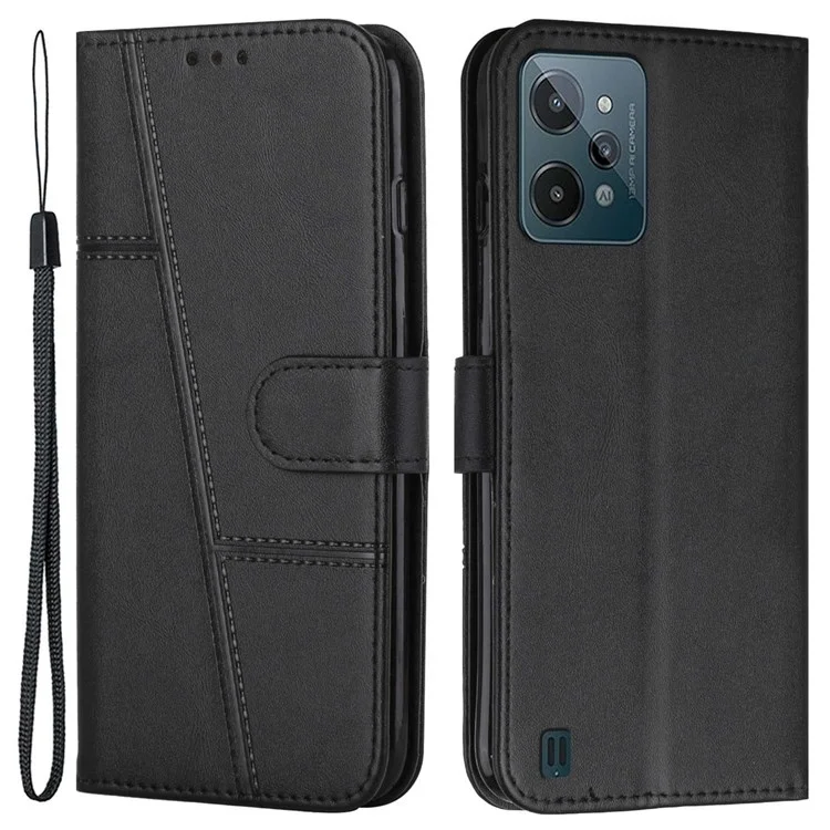 Pour Ralail C31 Anti-fall Flip Case Coux PU le Cuir de Protection Case de Téléphone Folio Stand Couvercle de Découpe Précise Avec Sangle - le Noir