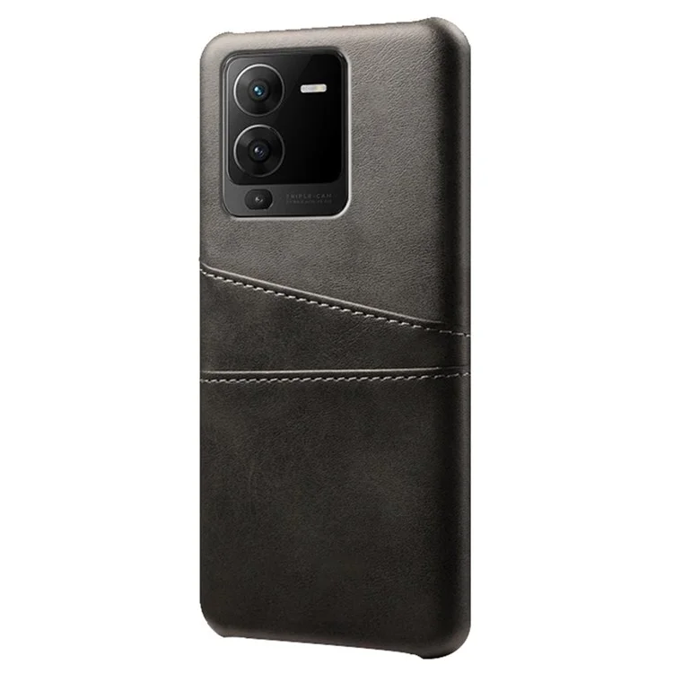 PU Leather + PC Phone Case Для Vivo S15 Pro 5G, Двойные Слоты Против Скребки Защиты - Черный